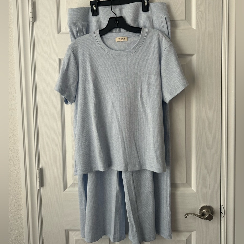 Haven Well Within Organic Cotton Rib Knit Wide Leg
Pants/ Top Set